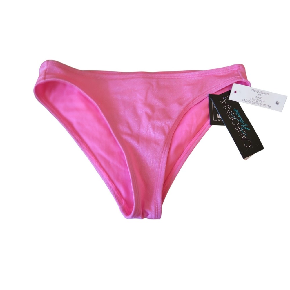 Macy's CALIFORNIA WAVES‎ Pink Shimmer Bikini Bottoms Sz XS NWT